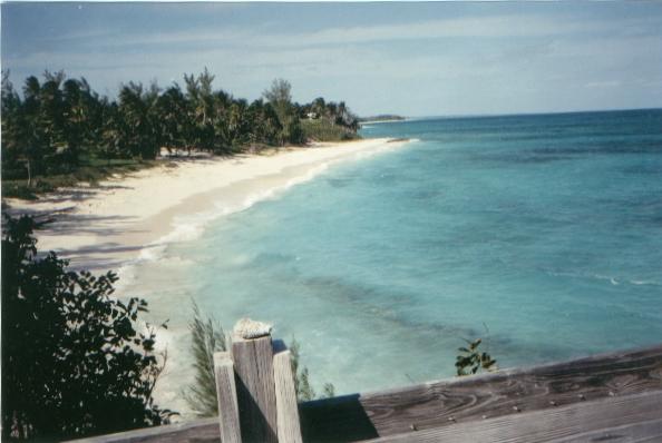 View of beach from deck at Sunrise Villa Eleuthera